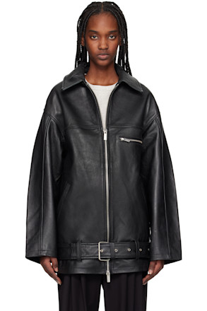 Black Oversize Leather Jacket