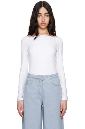White Long Sleeve Jersey Top