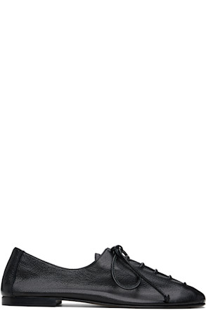 Black Plegada Supple Shiny Oxfords