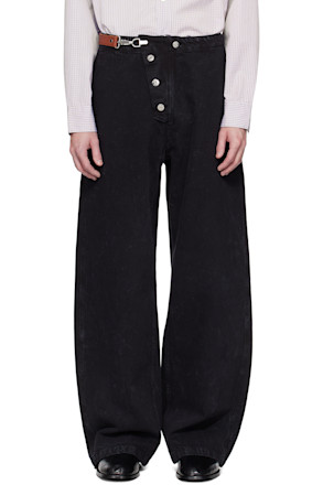 Black Loose Fireman Denim Trousers