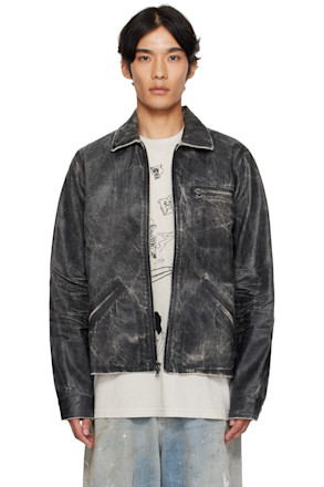 Black Luke Coated Ecru Rigid Twill Denim Jacket