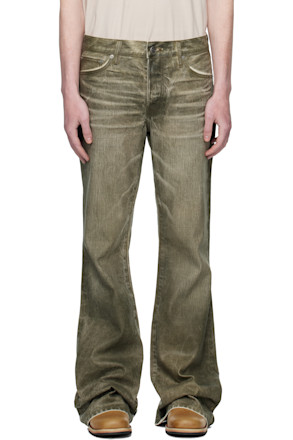 Khaki Jimmy Ecru Twill Flare Jeans