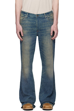 Blue Jimmy Twill Yarn Dye Flare Leg Jeans