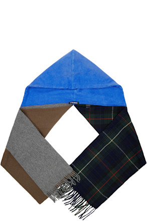 Blue & Multicolor Deconstructed Hoodie Scarf
