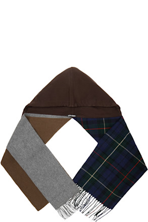 Brown & Multicolor Deconstructed Hoodie Scarf