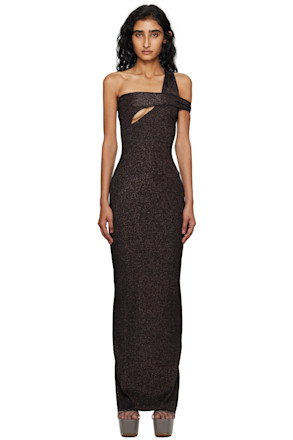 Brown Twisted Rib Maxi Dress