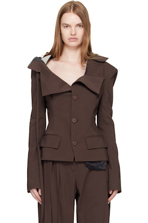 Brown Off-Shoulder Blazer