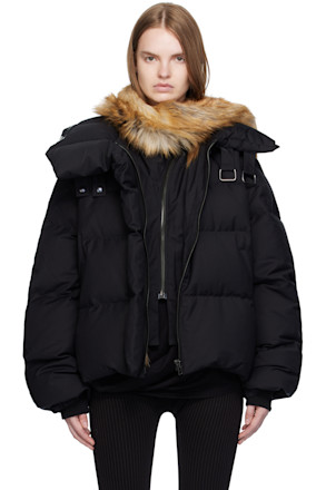 Black Deconstructed Double Zip Down Jacket