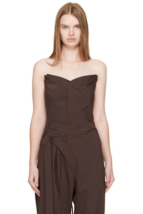 Brown Suiting Bustier Top