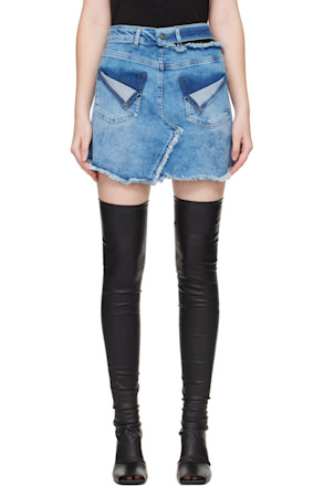 Blue Reversed Denim Miniskirt