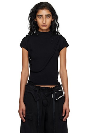 Black Deconstructed Knit T-shirt