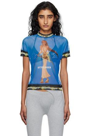 Blue & Green Oversized Mesh T-shirt