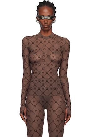 SSENSE Exclusive Brown Flock Second Skin Highneck Top