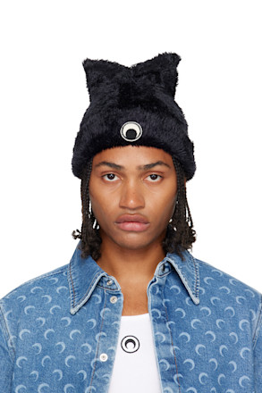 Black Wild Fluffy Knit Kawaii Beanie