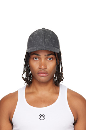 Gray Moon Laser Denim Baseball Cap