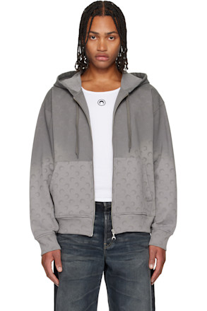 Gray Faded Moon Sleeve Hoodie