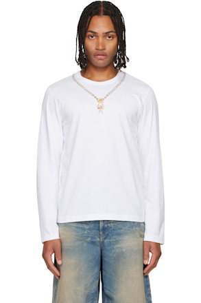 White Trompe L'Œil Jewelry Jersey LS T-Shirt