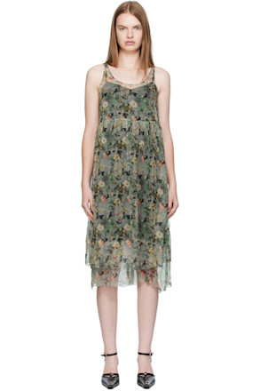 Green Gathered Tank Midi Dress