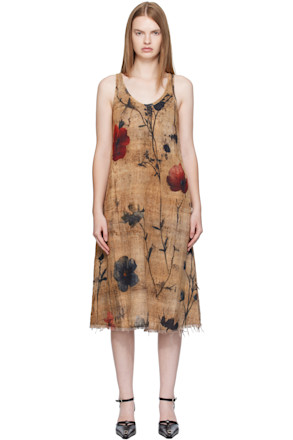 Brown Reversible Tank Midi Dress