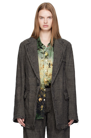 Gray Frayed Edge Ragged Blazer