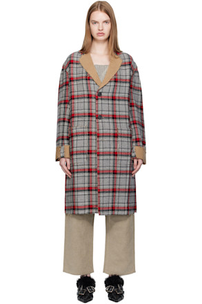 Red & Gray Raw Cut Reversible Coat