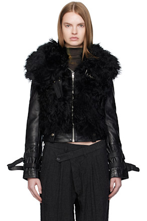 Black Furry Shrunken Shearling Jacket