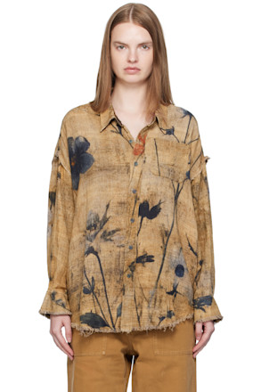 Tan & Brown Drop Neck Reversible Shirt