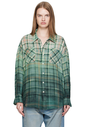 Green Drop Neck Work Shirt