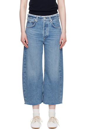 Blue Ayla Raw Hem Crop Jeans