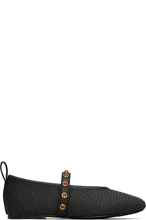 Black Spire Straw Mary Jane Ballerina Flats