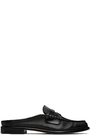 Black Carter Leather Mule Loafers