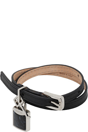 Black Leather & Stone Bracelet