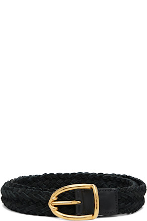 Black Woven Suede Angled Buckle Belt