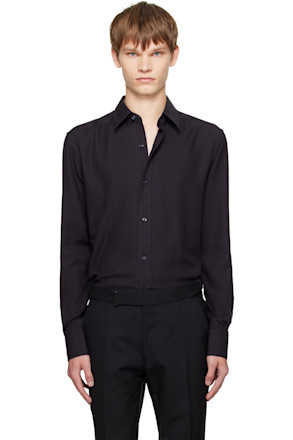 Black Cotton Cashmere Fluid Fit Shirt