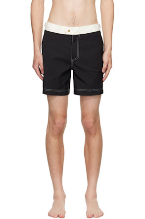 Black Nylon Contrast Swim Shorts