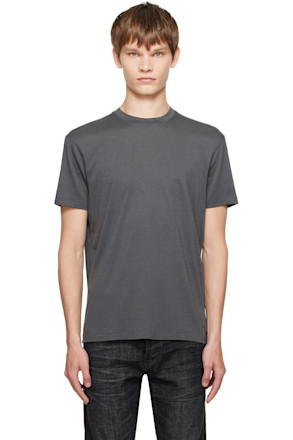 Gray Lyocell Cotton Crewneck T-shirt