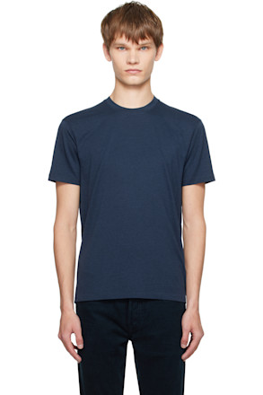 Navy Lyocell Cotton Crewneck T-shirt