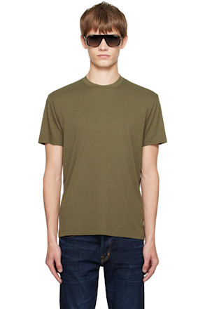 Khaki Lyocell Cotton Crewneck T-shirt