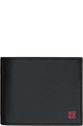 Black Leather Stacked Logo Wallet