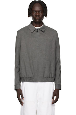 Gray Slim-Fit Stretch Flannel Jacket