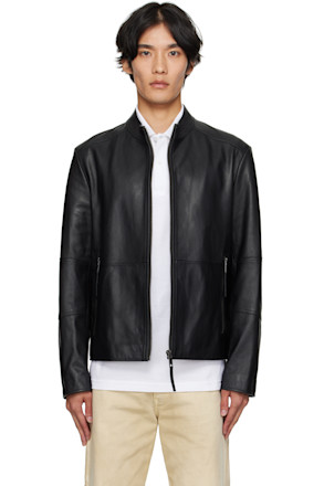Black Slim-Fit Leather Jacket