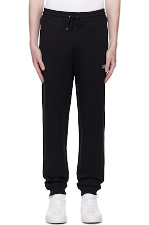 Black Stacked Logo Cotton Tracksuit Sweatpants