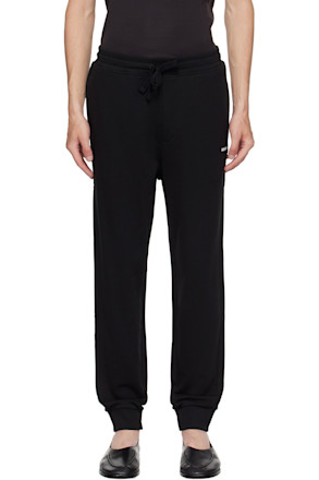 Black Cuffed Logo Print Sweatpants
