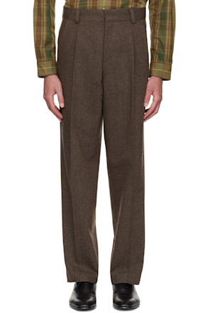 Brown Modern-Fit Wool Trousers