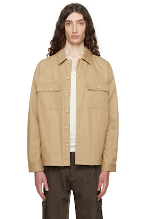 Beige Oversized-Fit Cotton Gabardine Shirt