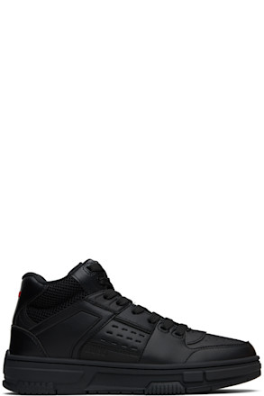 Black Faux-Leather High-Top Sneakers
