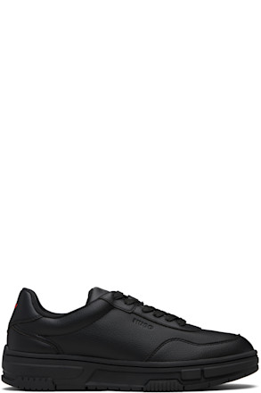 Black Faux-Leather Zigzag Detailing Sneakers