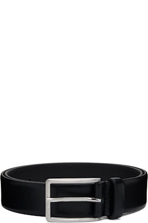 Black Smooth-Leather Logo-Engraved Belt