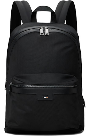 Black Embossed-Logo Backpack