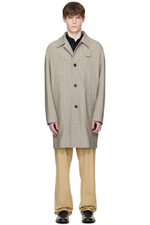 Brown Classic-Fit Check Pattern Coat